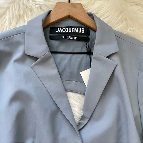 Jacquemus Melo Cutout Blazer Blue Stretch Wool Size 10 NWT - Picture 10 of 16